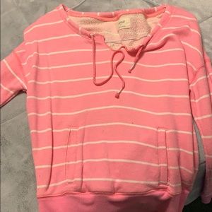 Aerie pink and white striped pullover
